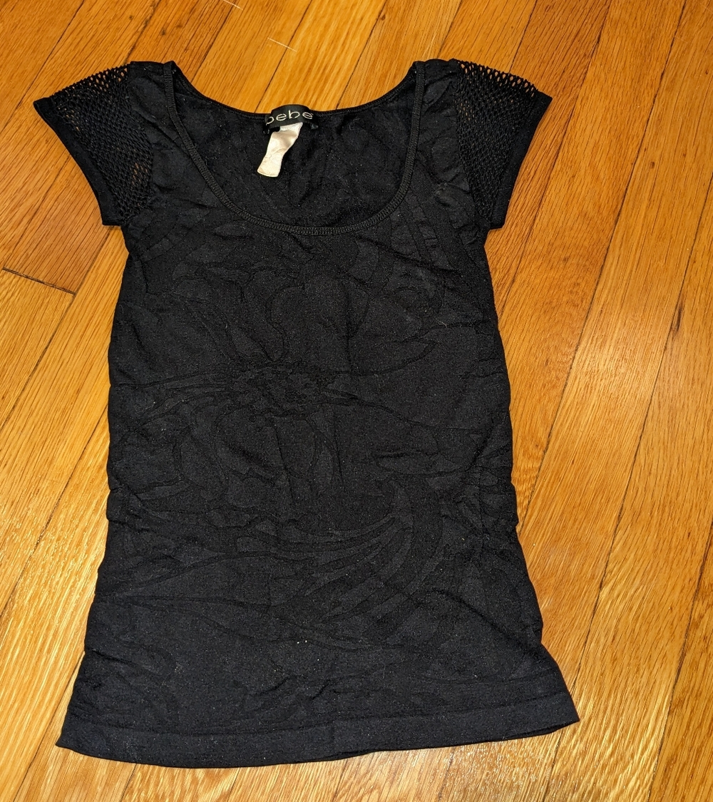 Bebe Bodycon Textured Short Sleeve Top